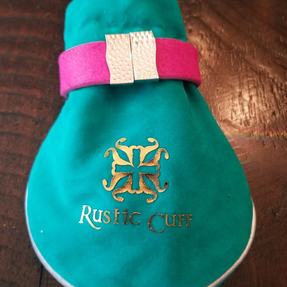 Rustic Cuff hot pink calf hair bracelet